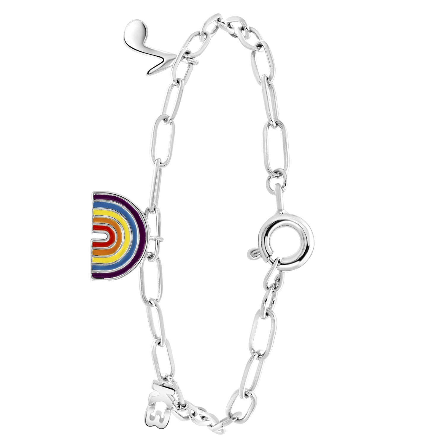 Zilveren armband met K3 regenboog